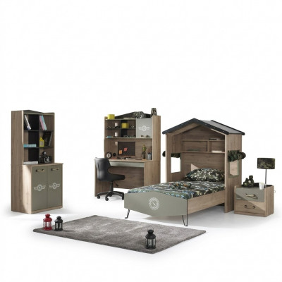 Meubles pour enfants ensemble de luxe pour chambre d'enfant lit lit vert cadre de lit 5 pièces en bois