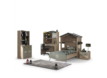 Meubles pour enfants ensemble de luxe pour chambre d'enfant lit lit vert cadre de lit 5 pièces en bois