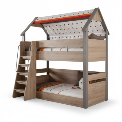 Lits superposés pour enfants Cadre de lit Chambre d'enfants Bois Brun Design