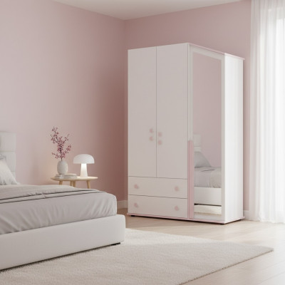Armoire en bois de design Armoire en bois Armoire Mobilier Bois Miroir Blanc neuf