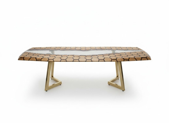 Table de salle à manger XXL Table à manger Table de cuisine en résine époxy Table en bois grande marron