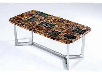 Table de cuisine Table à manger Résine époxy Table à manger de salle à manger Table 140 cm Bois Marron