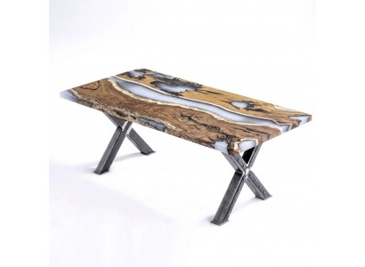 Table de cuisine Table à manger Résine époxy Table à manger Table de salle à manger Table 160 cm Bois Marron