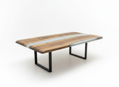 Table de salle à manger Table de cuisine Table à manger en résine époxy Table 240 cm en bois Marron
