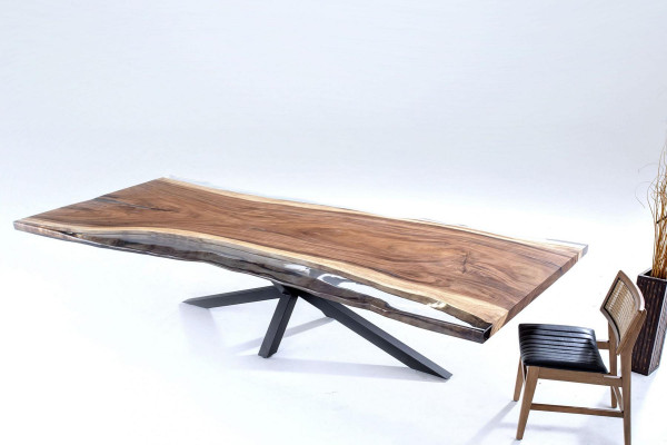 Table de salle à manger Tables de conférence Table à manger Résine époxy Table Bois Marron