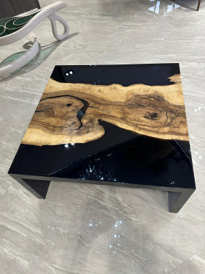 Table basse en résine époxy Table basse en bois massif Table bois Table d'appoint Table en résine époxy