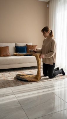 Table d'appoint Table basse Table basse en résine époxy Marron Salon Design