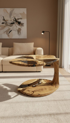 Table basse table d'appoint Table basse Résine époxy Marron Salon Design