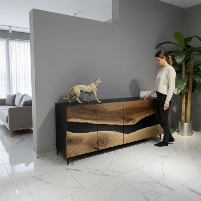 Résine époxy Buffet Commode Marron Salon En bois Buffet Moderne