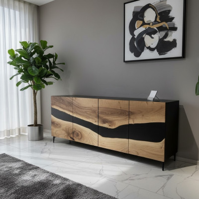 Résine époxy Buffet Commode Marron Salon En bois Buffet Moderne