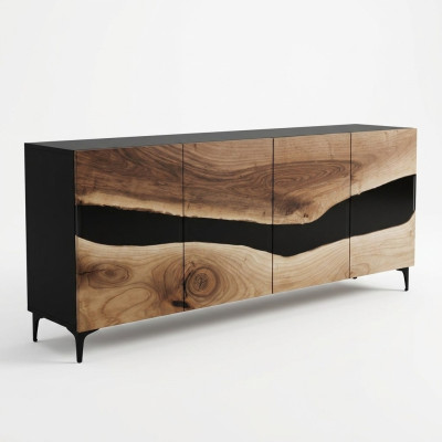 Résine époxy Buffet Commode Marron Salon En bois Buffet Moderne
