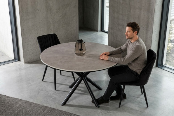 Table à manger Ronde Table à manger Extensible Table de cuisine Bois Gris Tables