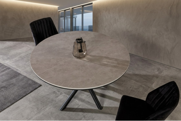 Table à manger Ronde Table à manger Extensible Table de cuisine Bois Gris Tables