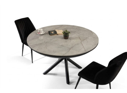 Table de salle à manger Table de salle à manger extensible Table ronde en bois gris Neuf