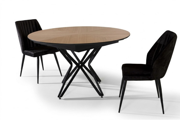Table ronde de salle à manger extensible Table de cuisine moderne en bois Marron