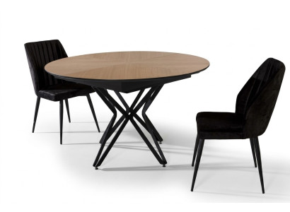 Table ronde de salle à manger extensible Table de cuisine moderne en bois Marron