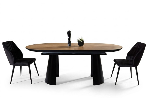 Table de salle à manger Table ovale Table à manger extensible Table de cuisine en bois Marron