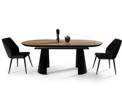 Table de salle à manger Table ovale Table à manger extensible Table de cuisine en bois Marron