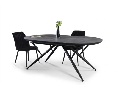Table de salle à manger ovale Table à manger Table de cuisine extensible Bois Gris Grand