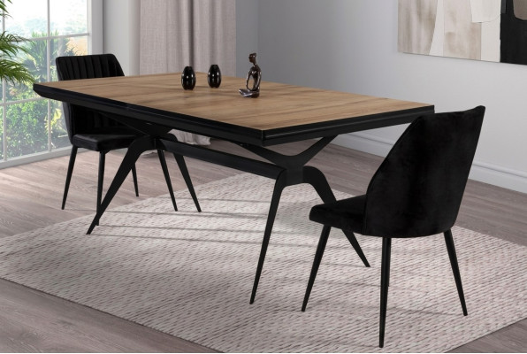 Table de salle à manger de luxe Table de cuisine extensible en bois marron Design