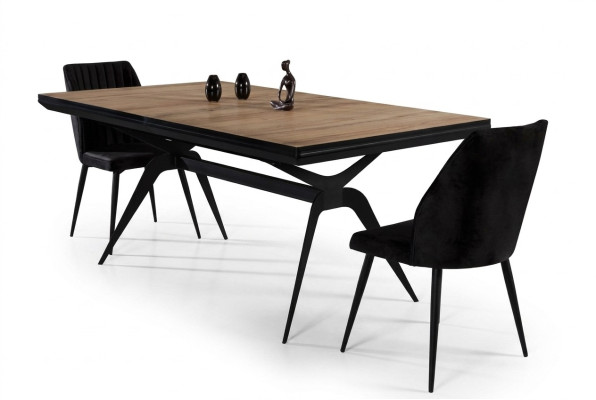 Table de salle à manger de luxe Table de cuisine extensible en bois marron Design