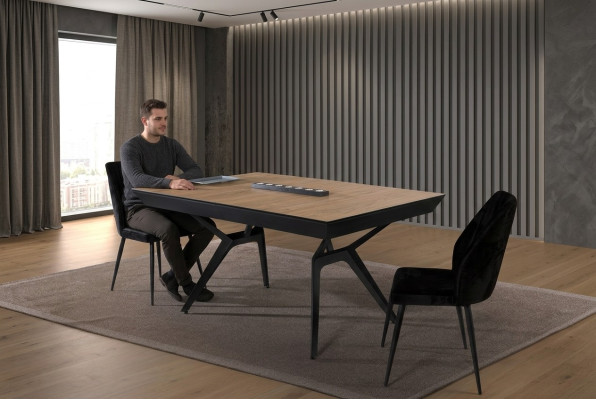 Table de la cuisine Table de la salle à manger Extensible Design Luxe Bois Marron Table