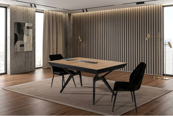 Table de la cuisine Table de la salle à manger Extensible Design Luxe Bois Marron Table