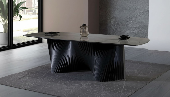 Table de salle à manger Table à manger Table de cuisine Salle à manger Bois Noir Table de luxe