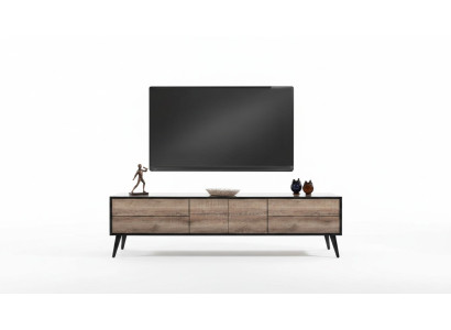 Meuble TV Meuble TV Lowboard Salon Moderne Marron Bois Console Table