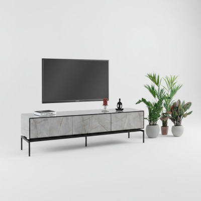 Buffet TV Armoire TV bas Meuble TV moderne Table basse en bois gris Salon