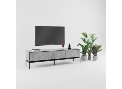 Buffet TV Armoire TV bas Meuble TV moderne Table basse en bois gris Salon