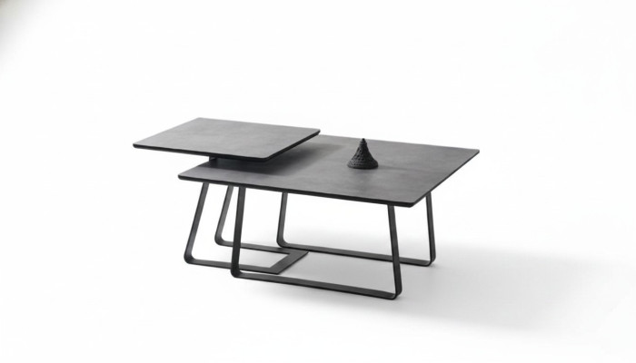 Groupe Table basse Table d'appoint Table basse Gris Ensemble de 2 pièces Table en bois