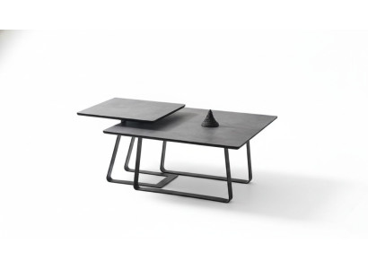 Groupe Table basse Table d'appoint Table basse Gris Ensemble de 2 pièces Table en bois