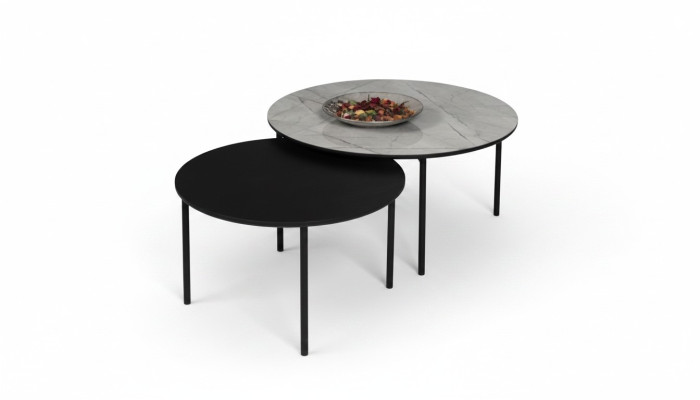 Table basse Groupe Table basse Table d'appoint Noir Ensemble Table Bois 2 pièces