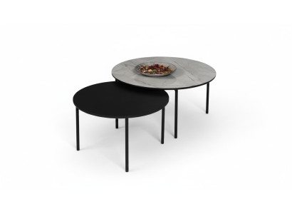 Table basse Groupe Table basse Table d'appoint Noir Ensemble Table Bois 2 pièces