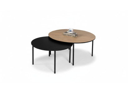 Table basse Groupe de tables basses Table d'appoint Noir Ensemble Marron Bois 2 pièces