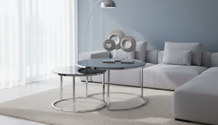 Table basse de luxe ensemble de table d'appoint table basse argent design salon