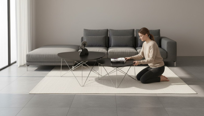 Groupe Table basse Table d'appoint Table basse Gris Ensemble de 2 tables Table en bois