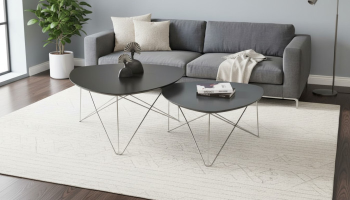 Groupe Table basse Table d'appoint Table basse Gris Ensemble de 2 tables Table en bois