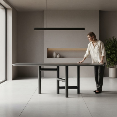 Table de cuisine Table à manger Extensible Design de luxe Bois Gris