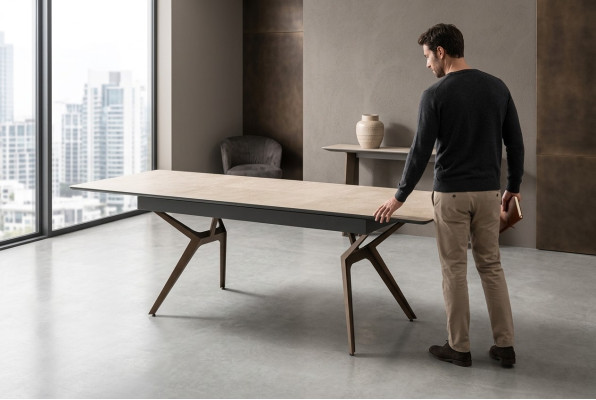 Table à manger Table de cuisine Extensible Design Moderne Bois Table grise