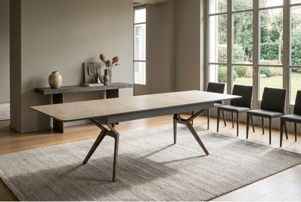 Table à manger Table de cuisine Extensible Design Moderne Bois Table grise