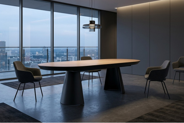 Table de salle à manger ovale Table de cuisine Extensible Design Bois Brun