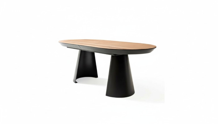 Table de salle à manger ovale Table de cuisine Extensible Design Bois Brun