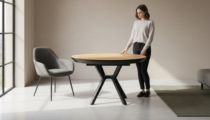 Table de cuisine Table ronde marron Table à manger de luxe Table à manger Salle à manger en bois