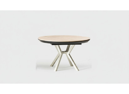 Table de cuisine moderne Table de salle à manger Extensible Ronde Bois Beige