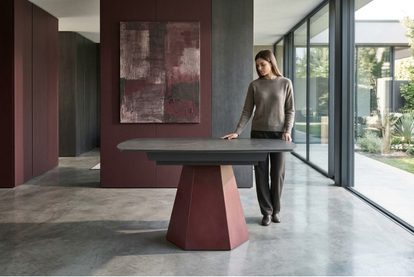 Table à manger Table de cuisine extensible Design Table en bois de luxe Gris