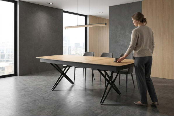 Conception table de cuisine Table de salle à manger Extensible Bois Marron Table Meubles