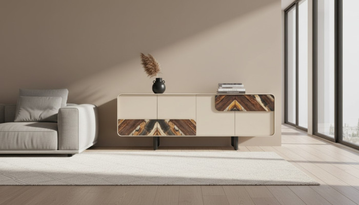 Buffet Commode Commode Beige Bois Mobilier Moderne Armoire Design