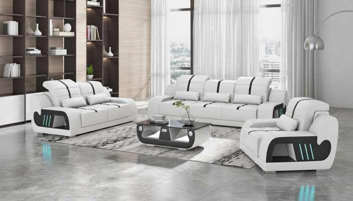 Ensemble de canapé ensemble de canapé de luxe complet blanc Imitation cuir canapé 321